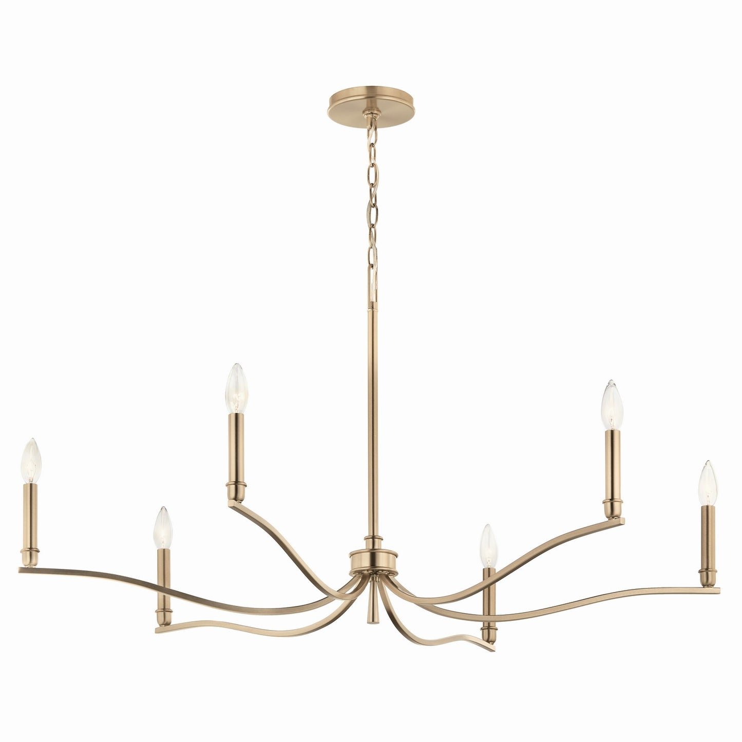 Malene Six Light Chandelier in Champagne Bronze