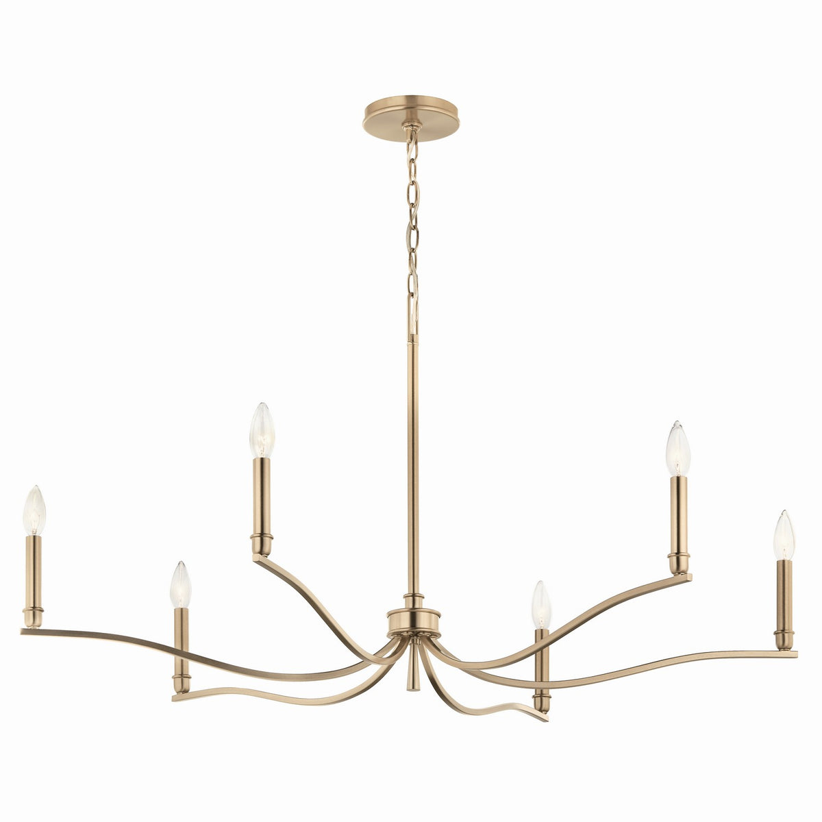 Malene Six Light Chandelier in Champagne Bronze