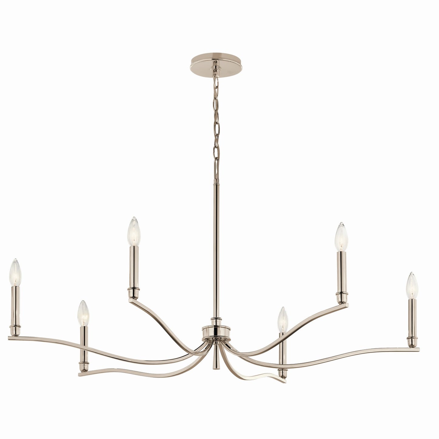 Malene Six Light Chandelier in Polished Nickel