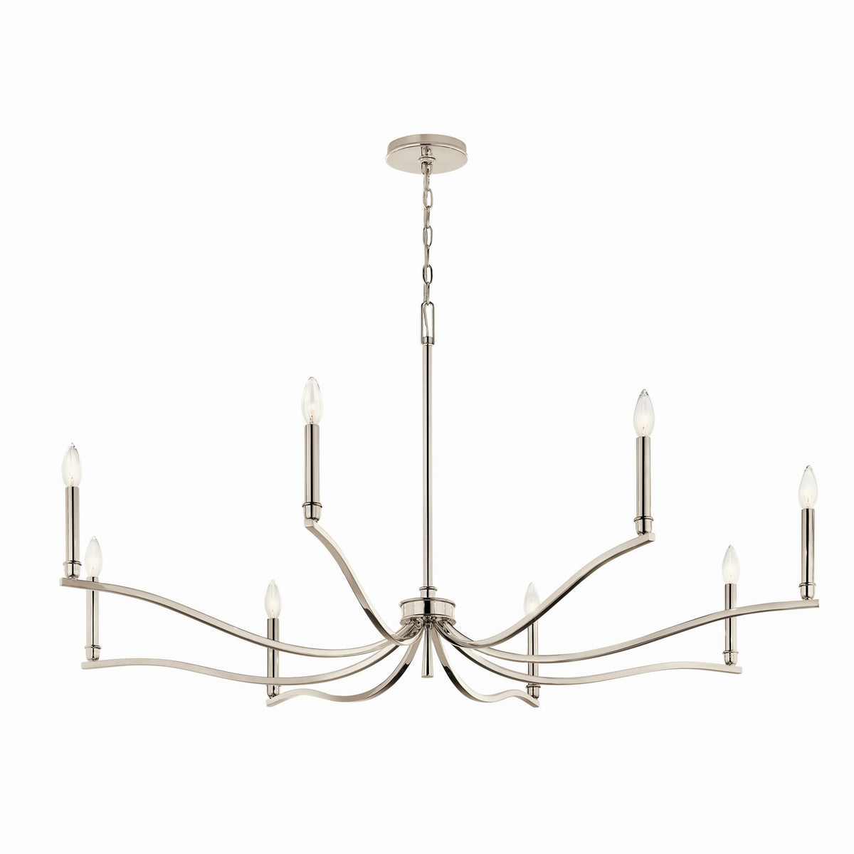 Malene Eight Light Chandelier in Polished Nickel