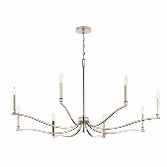 Malene Eight Light Chandelier in Polished Nickel