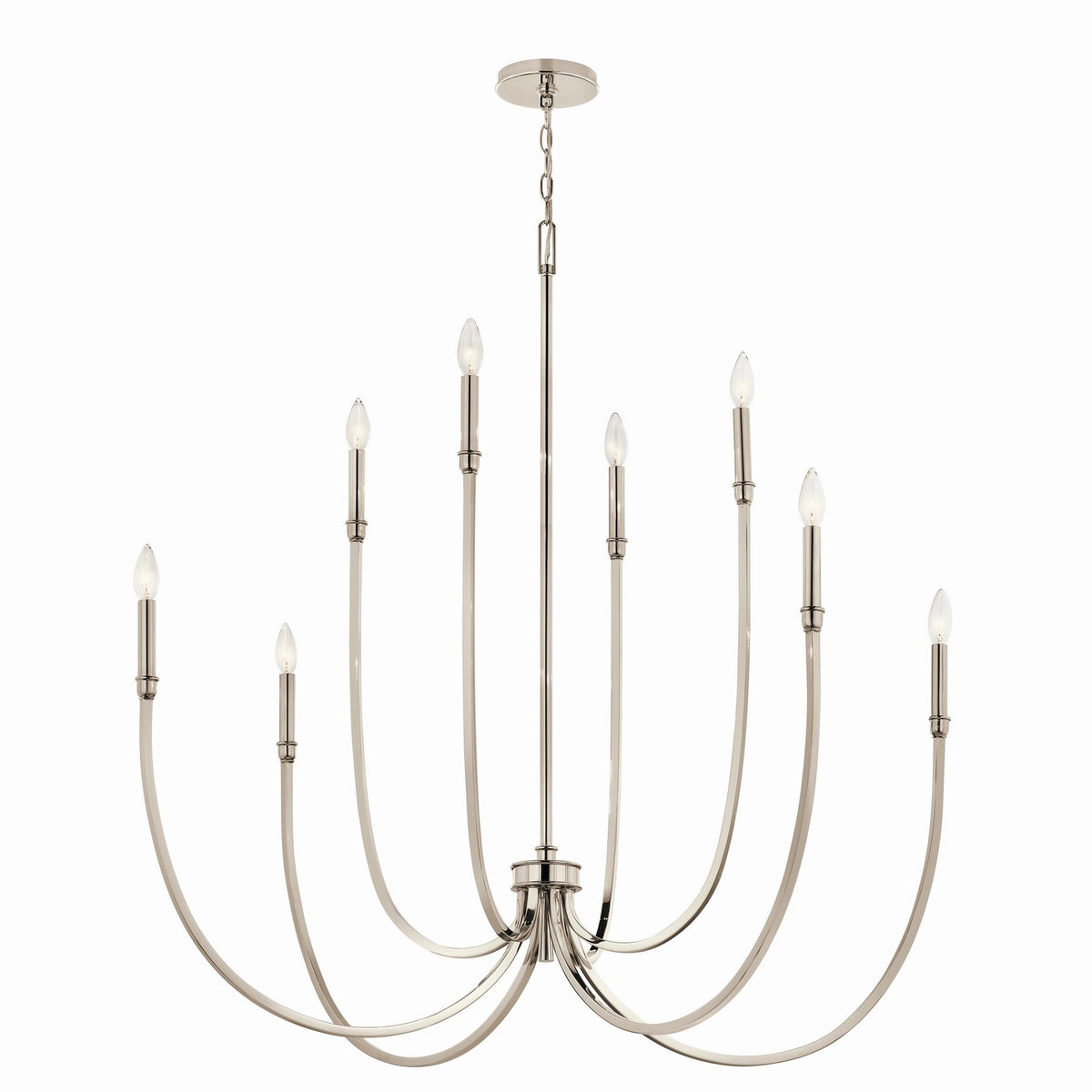 Malene Eight Light Foyer Chandelier in Polished Nickel