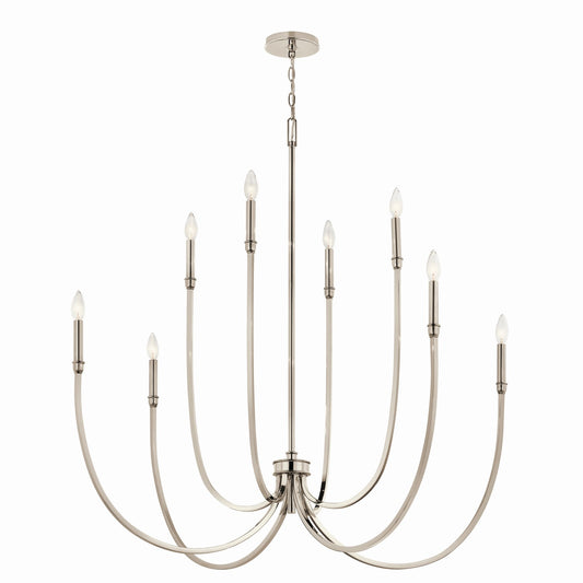 Malene Eight Light Foyer Chandelier in Polished Nickel
