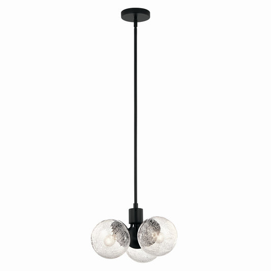 Silvarious Three Light Chandelier/Semi Flush in Black