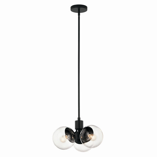 Silvarious Three Light Chandelier/Semi Flush in Black