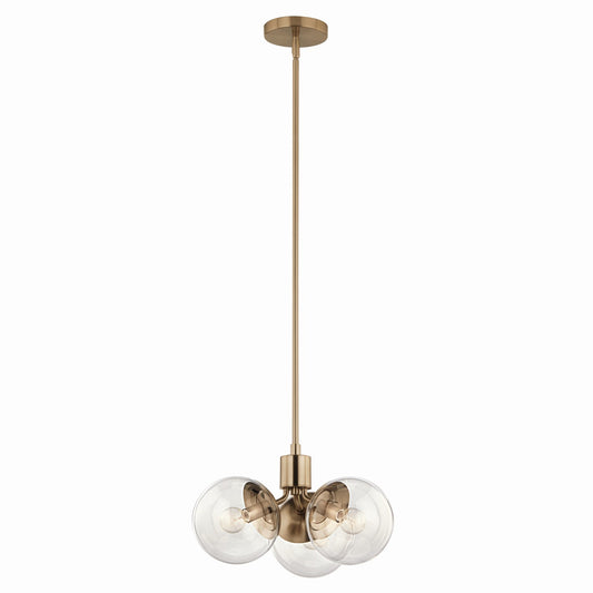 Silvarious Three Light Chandelier/Semi Flush in Champagne Bronze