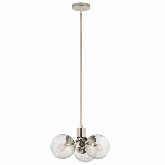 Silvarious Three Light Chandelier/Semi Flush in Polished Nickel