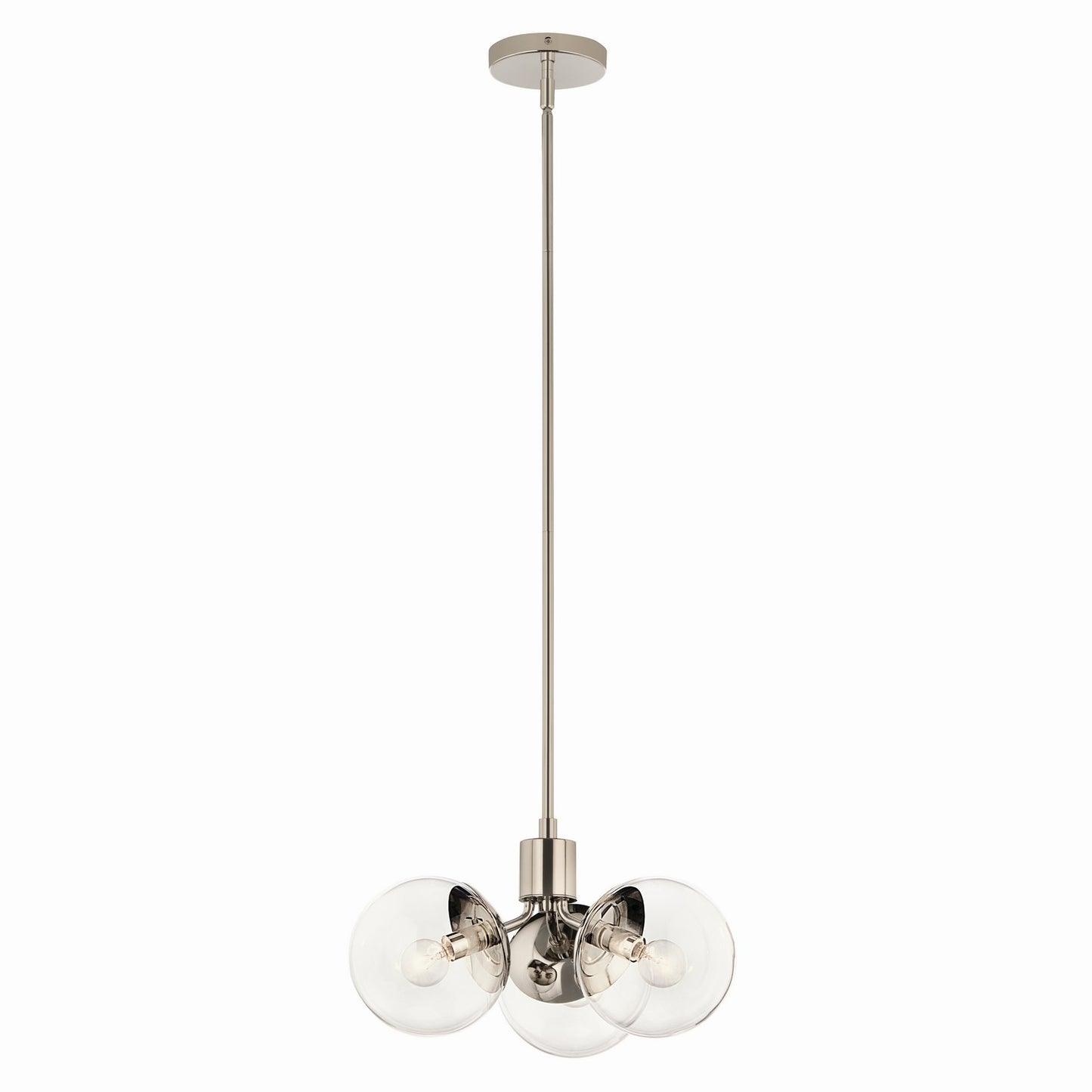 Silvarious Three Light Chandelier/Semi Flush in Polished Nickel