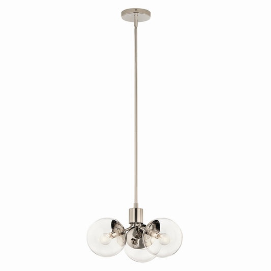 Silvarious Three Light Chandelier/Semi Flush in Polished Nickel