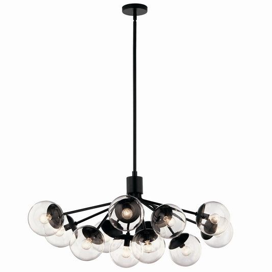 Silvarious 12 Light Linear Chandelier Convertible in Black