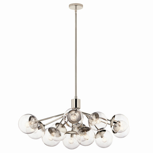 Silvarious 12 Light Linear Chandelier Convertible in Polished Nickel