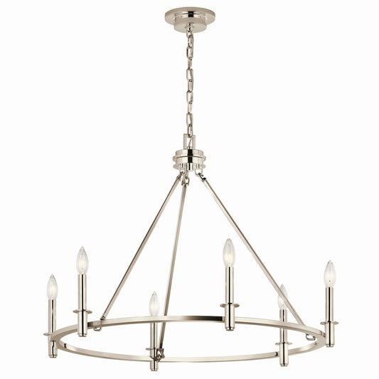 Carrick Six Light Chandelier in Polished Nickel