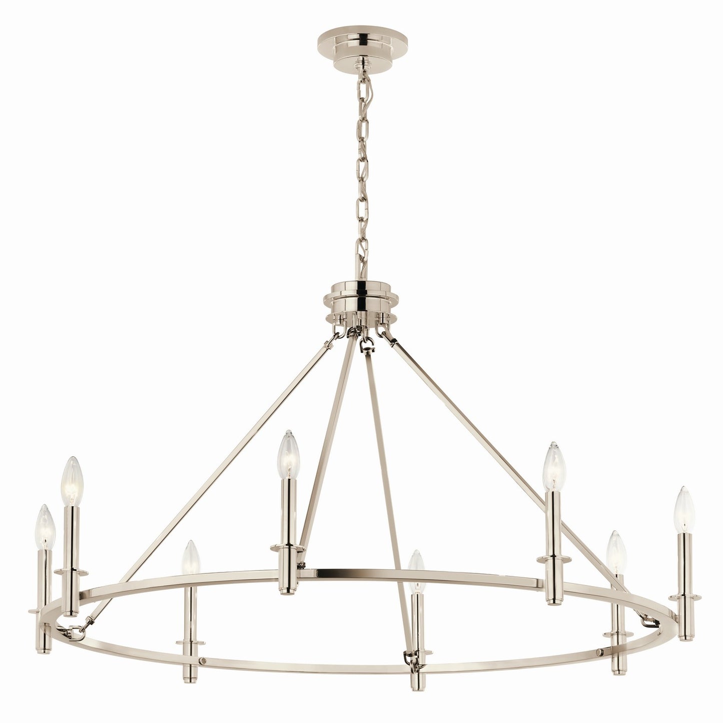 Carrick Eight Light Chandelier in Polished Nickel