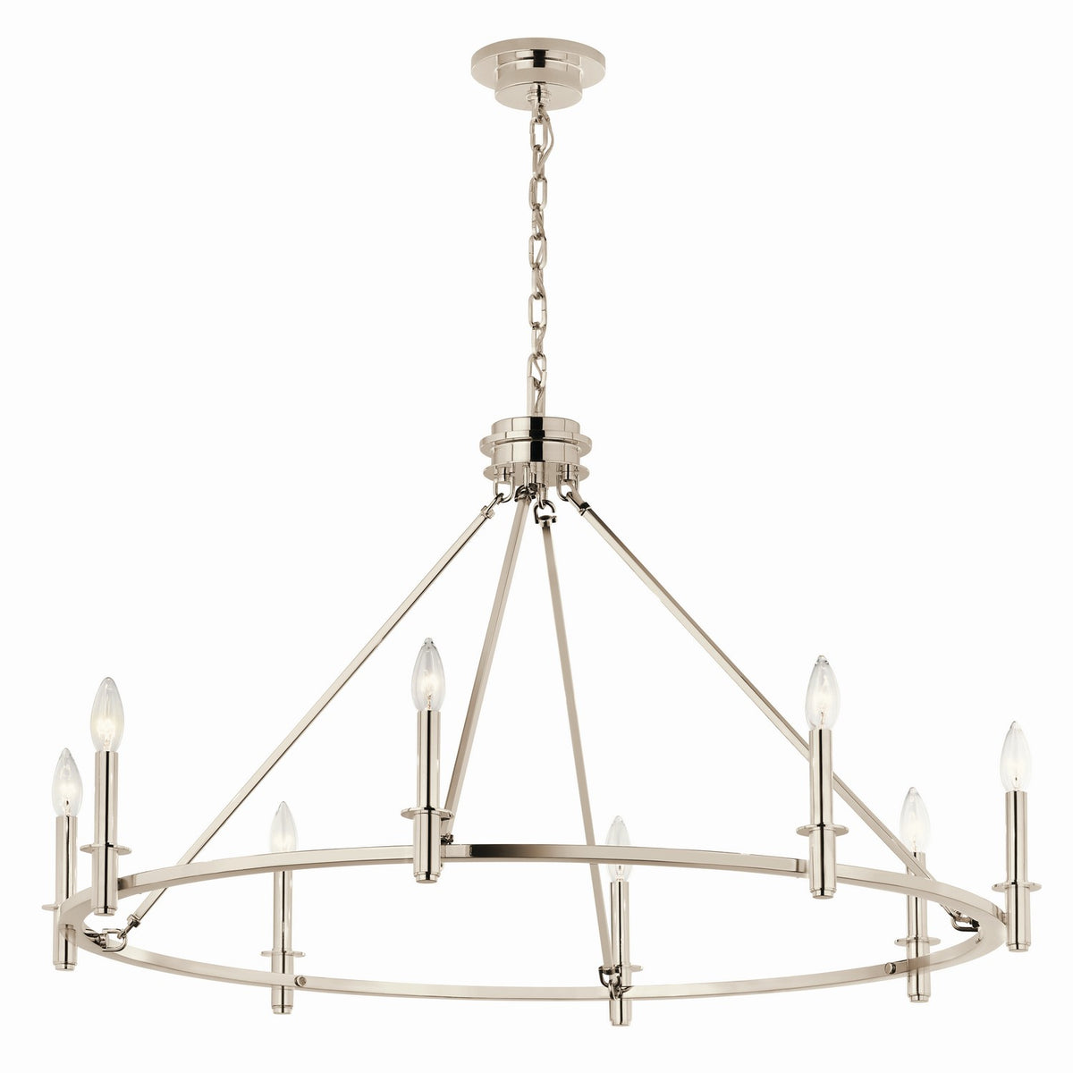 Carrick Eight Light Chandelier in Polished Nickel