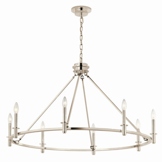 Carrick Eight Light Chandelier in Polished Nickel