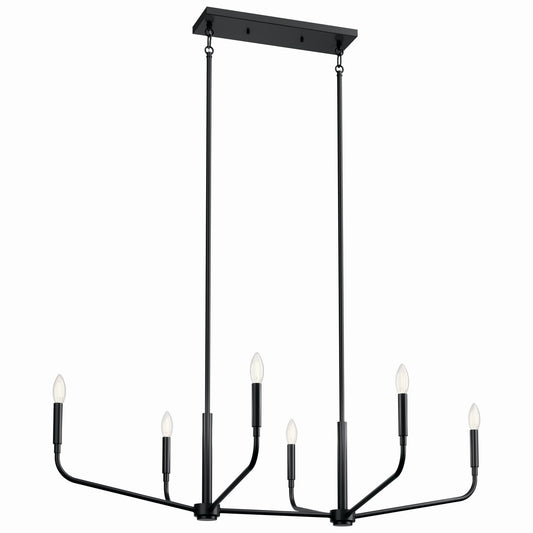 Madden Six Light Linear Chandelier in Black