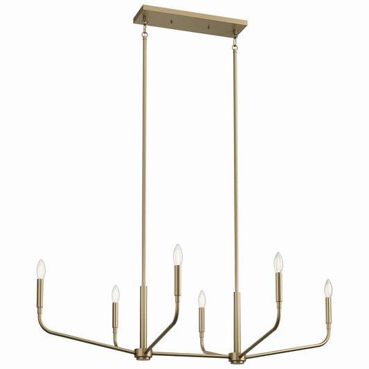 Madden Six Light Linear Chandelier in Champagne Bronze