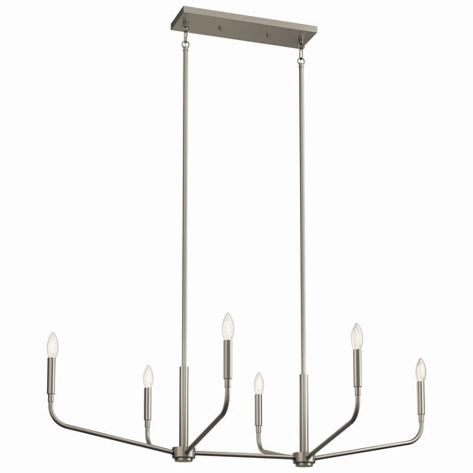 Madden Six Light Linear Chandelier in Brushed Nickel