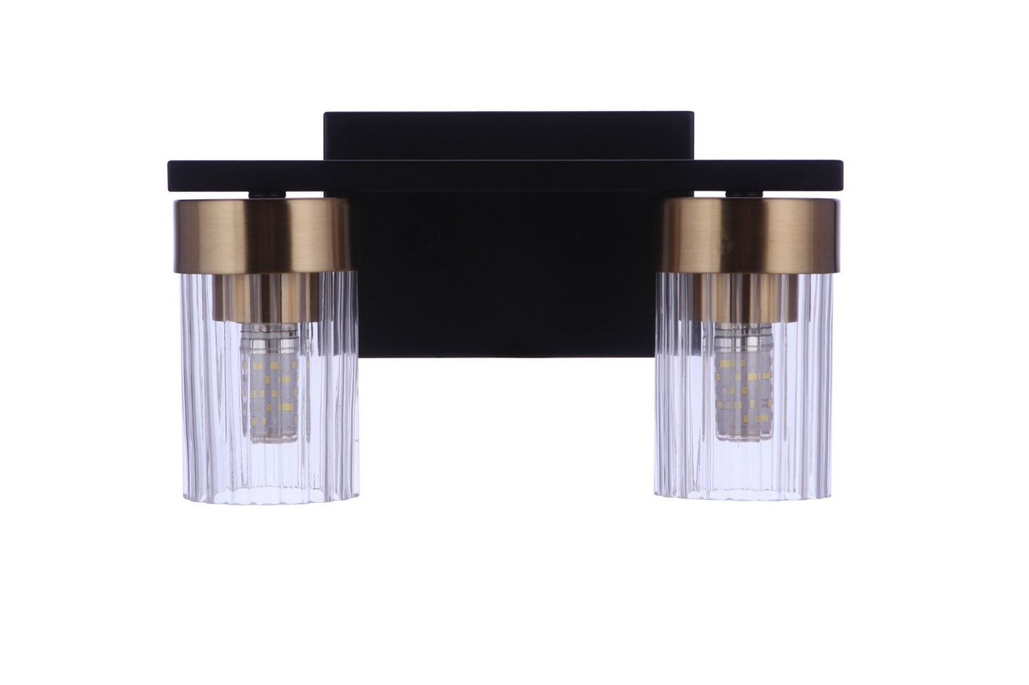 Bond Street Two Light Vanity in Flat Black/Satin Brass