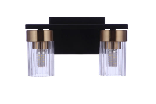 Bond Street Two Light Vanity in Flat Black/Satin Brass