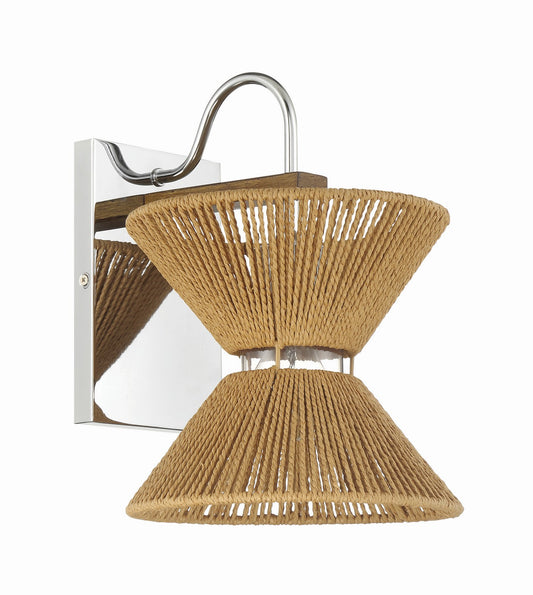 Serena One Light Wall Sconce in Chrome/Walnut