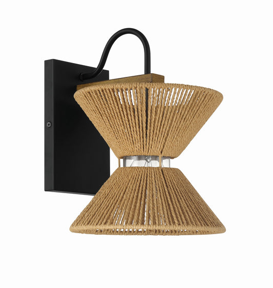 Serena One Light Wall Sconce in Flat Black/Walnut