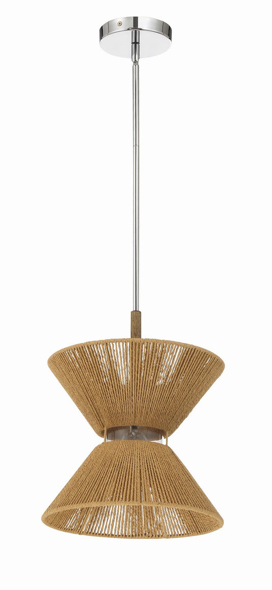 Serena One Light Pendant in Chrome/Walnut