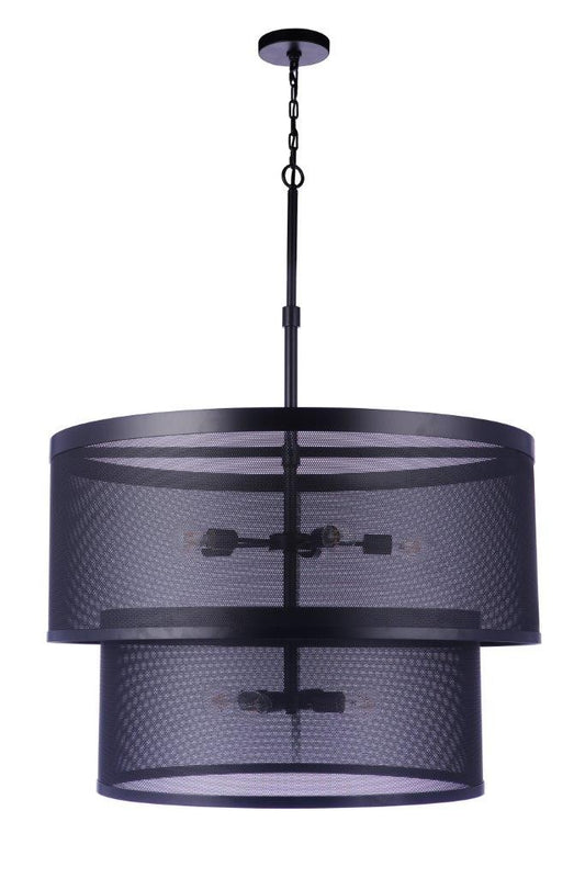 Mesh Nine Light Pendant in Flat Black
