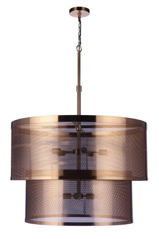 Mesh Nine Light Pendant in Satin Brass