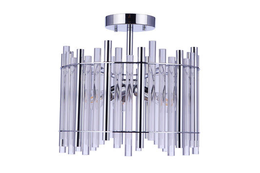 Reveal Three Light Semi Flush Mount in Chrome