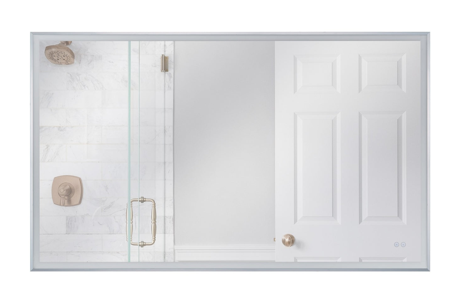 Framed,LED Mirror LED Mirror in Brushed Polished Nickel