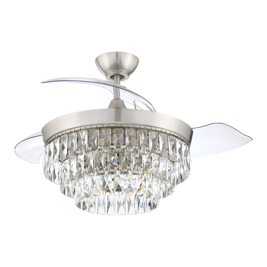 Sofia 42 Hidden Blades 42" Ceiling Fan in Brushed Polished Nickel