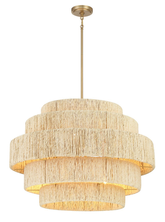 Caviana Six Light Pendant in Signature Brass
