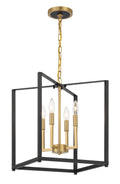Colwick Four Light Pendant in Coal Black & Signature Brass