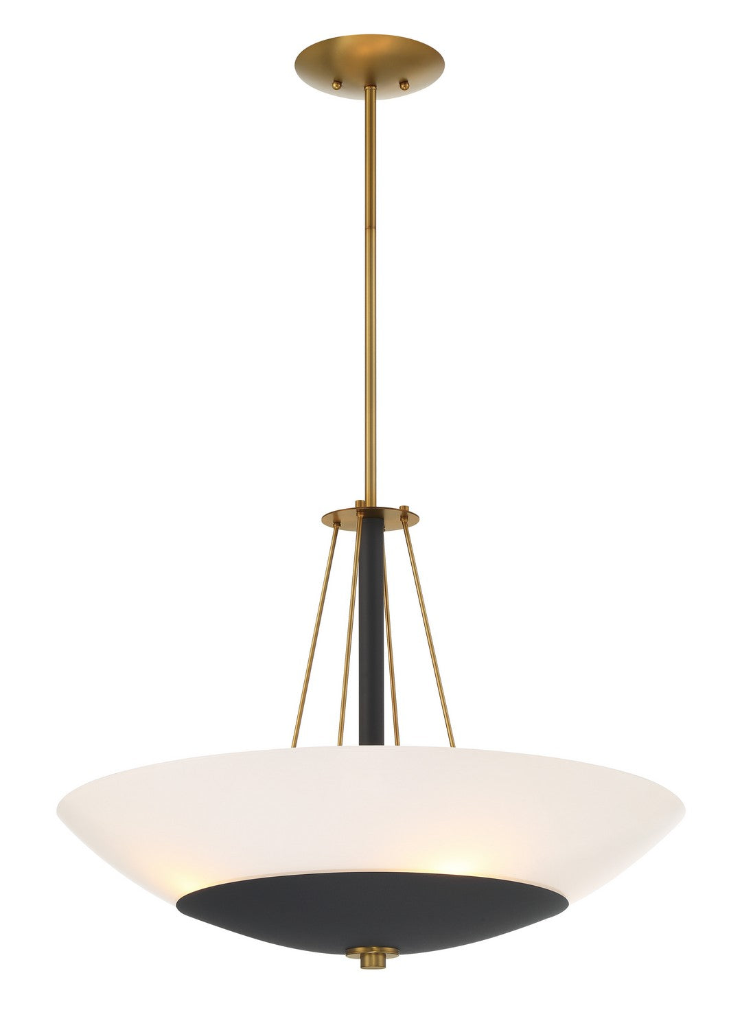 Bax Four Light Pendant in Sand Coal and Soft Brass