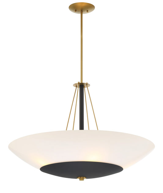 Bax Five Light Pendant in Sand Coal and Soft Brass