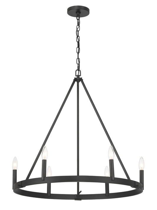 Dutton Six Light Chandelier in Black Coal