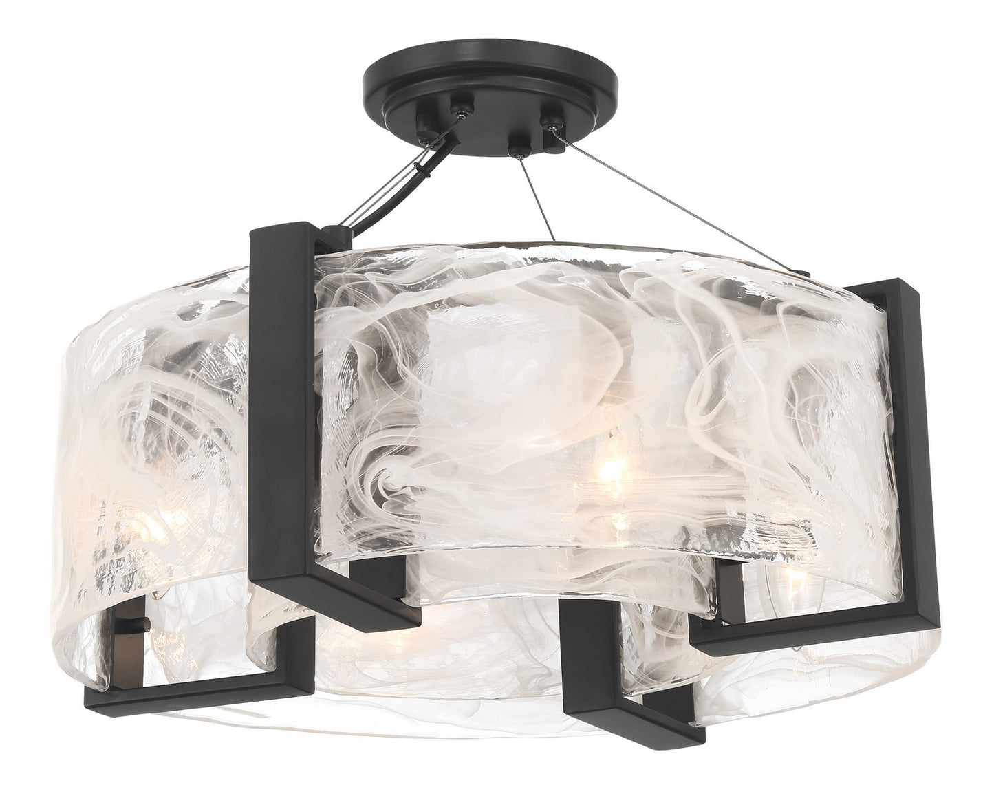 Cloud Break Four Light Semi Flush Mount in Coal Black