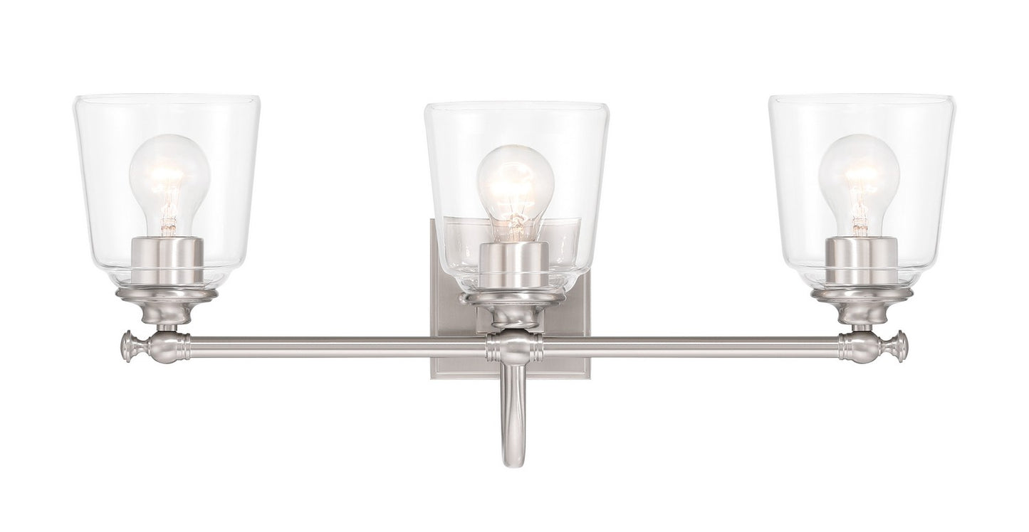 Antonia Three Light Bath Vanity in Brushed Nickel