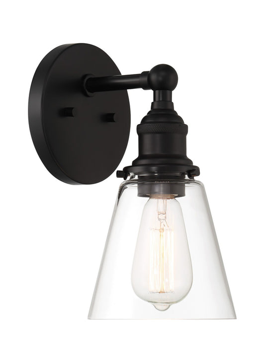 Barwell One Light Wall Sconce in Coal Black