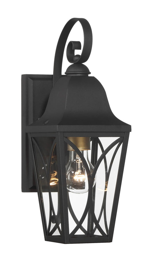 Cardigan One Light Outdoor Wall Mount in Sand Coal Black & Olden Brass