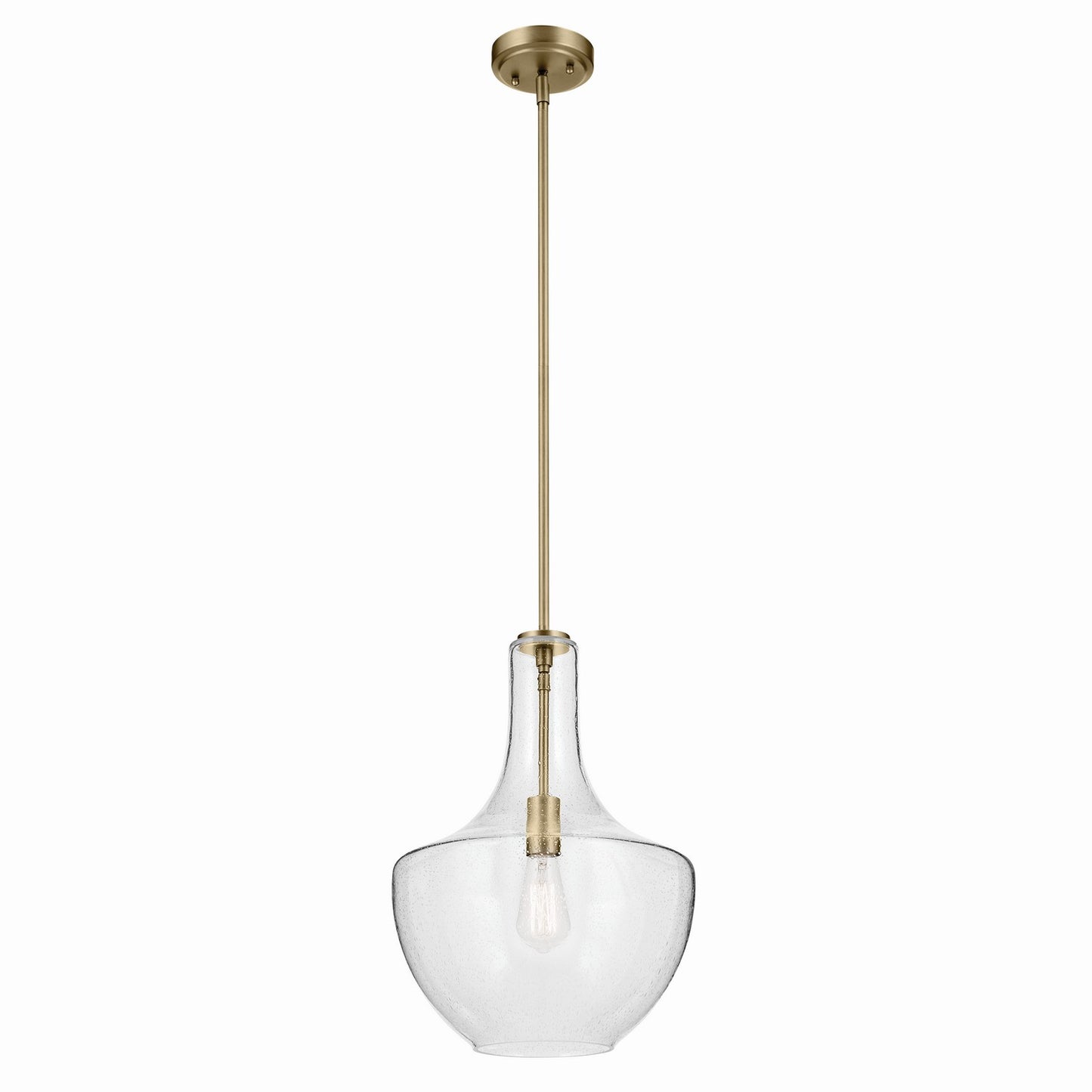 Everly One Light Pendant in Natural Brass