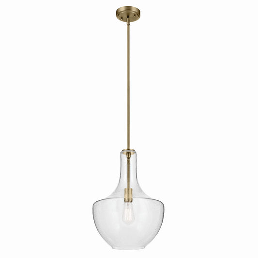 Everly One Light Pendant in Natural Brass
