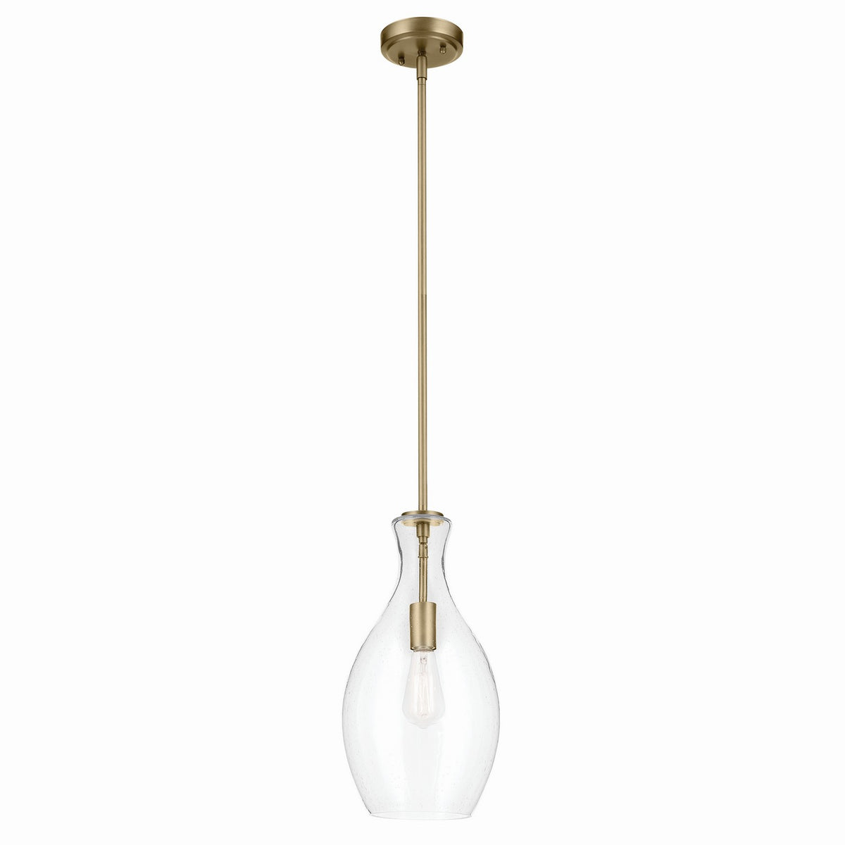 Everly One Light Pendant in Natural Brass