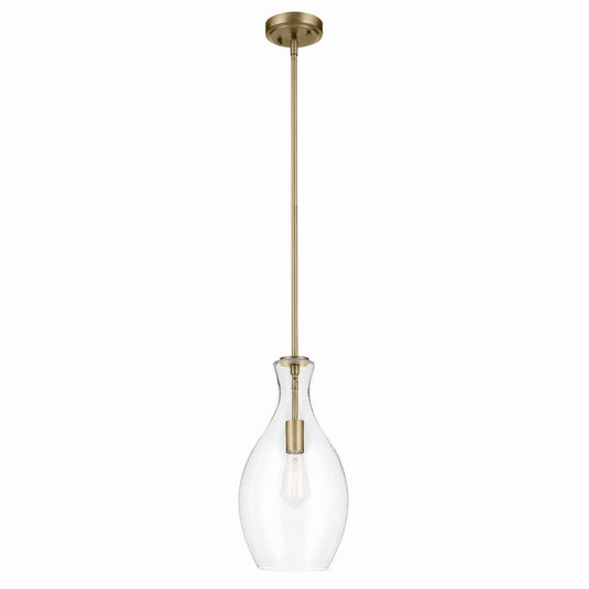 Everly One Light Pendant in Natural Brass