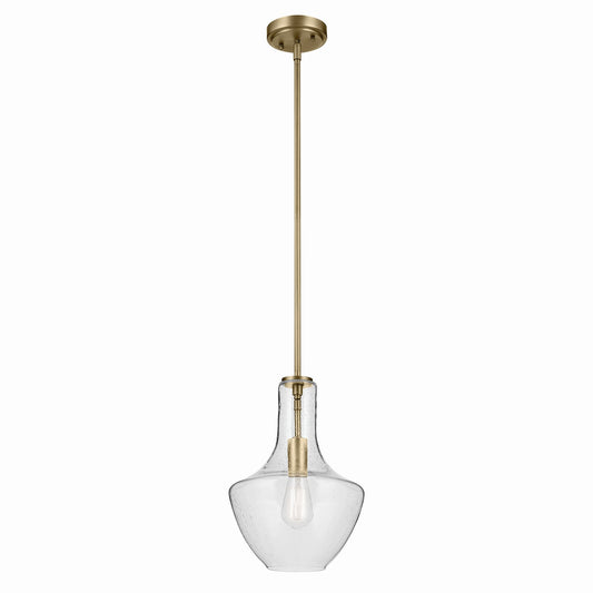 Everly One Light Pendant in Natural Brass
