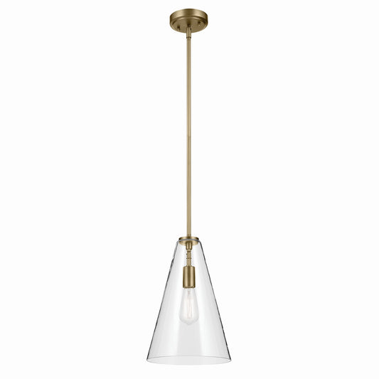 Everly One Light Pendant in Natural Brass