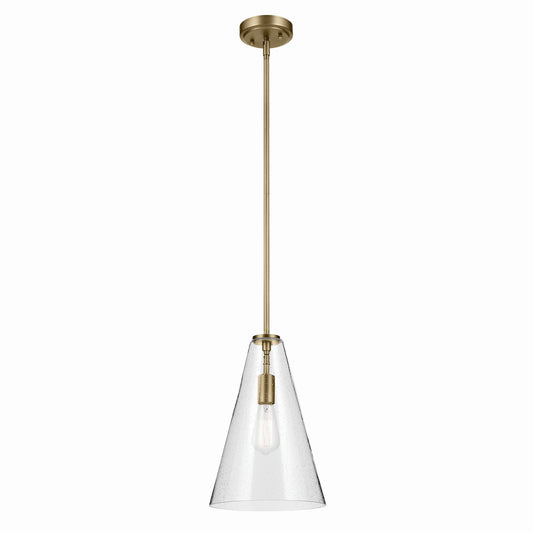 Everly One Light Pendant in Natural Brass