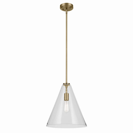 Everly One Light Pendant in Natural Brass