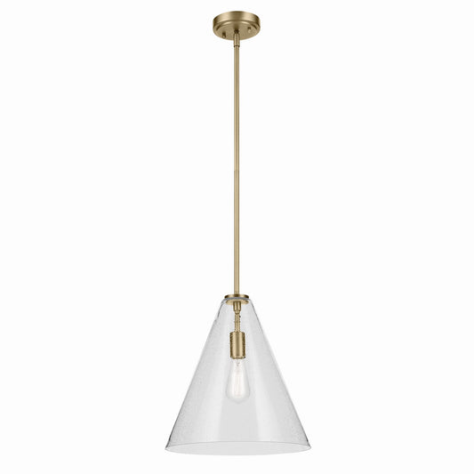 Everly One Light Pendant in Natural Brass